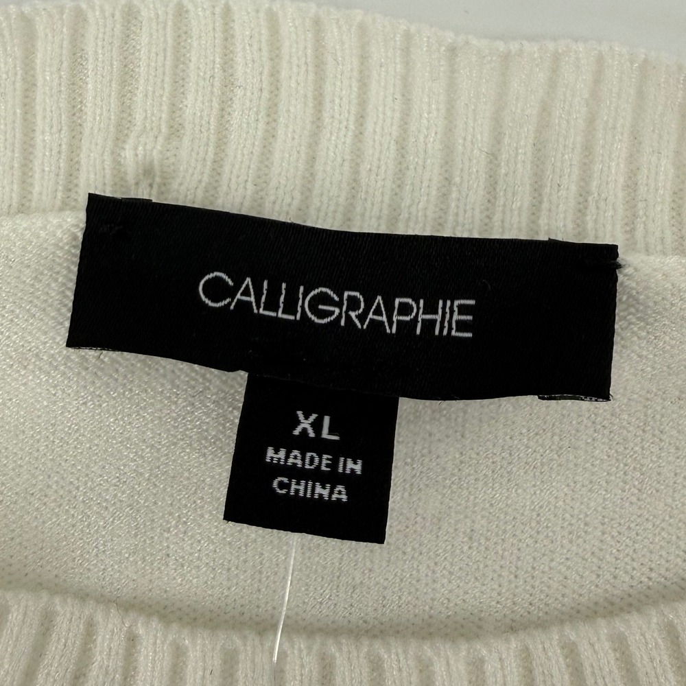 Anthropologie Calligraphie Womens XL White Nautical Striped Cat Crewneck Sweater - Picture 5 of 9